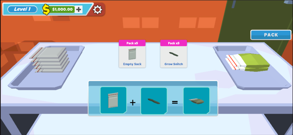 Drug Dealer’s Schedule - 麻薬ディーラーのスケジュールの製品を袋に詰めるプロセスを示すインタラクティブなクラフトインターフェース