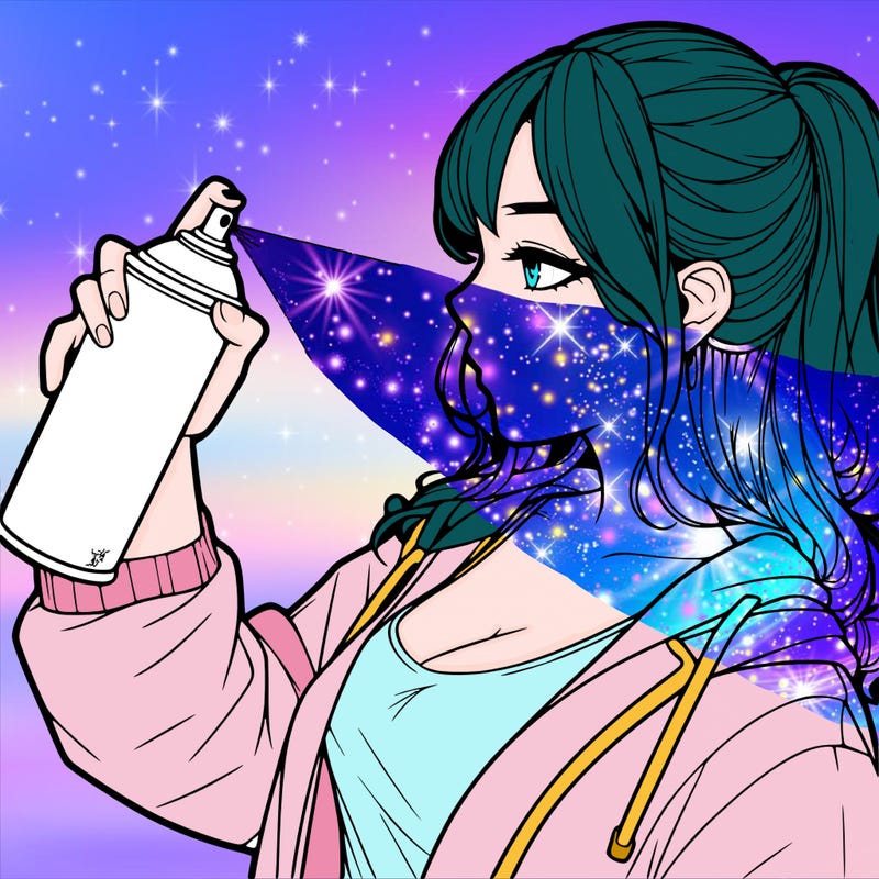 a realistic girl spray, painting