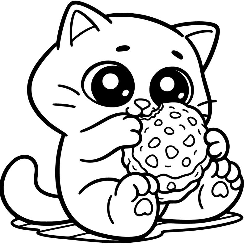 a cat eating a cookie