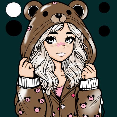 realistic girl in a animal pjs hoodie