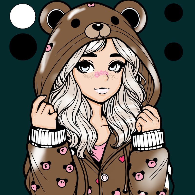 realistic girl in a animal pjs hoodie