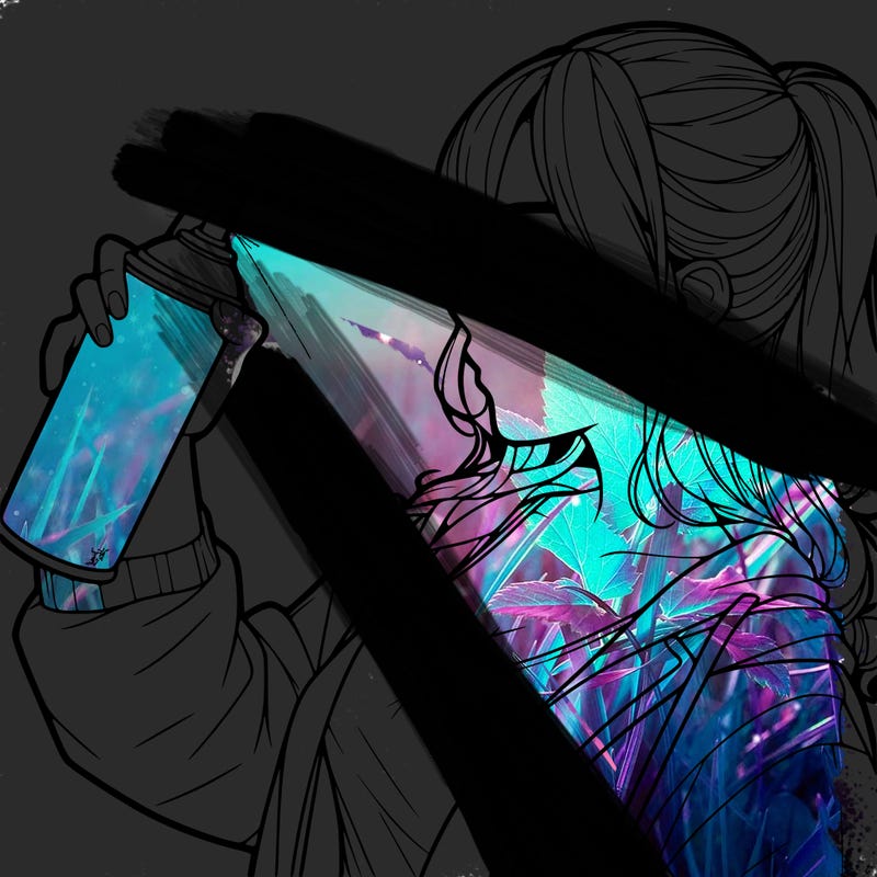 a realistic girl spray, painting