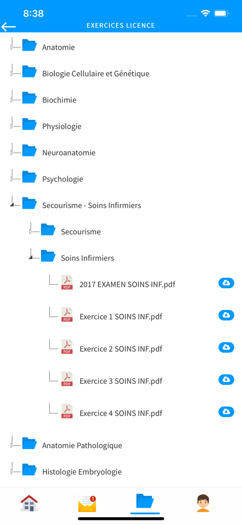 Manuel Universitaire - Verzeichnis von Universitätskursen in der Manuel Universitaire App mit medizinischen und pflegerischen Lernmaterialien und herunterladbaren PDF-Dateien.