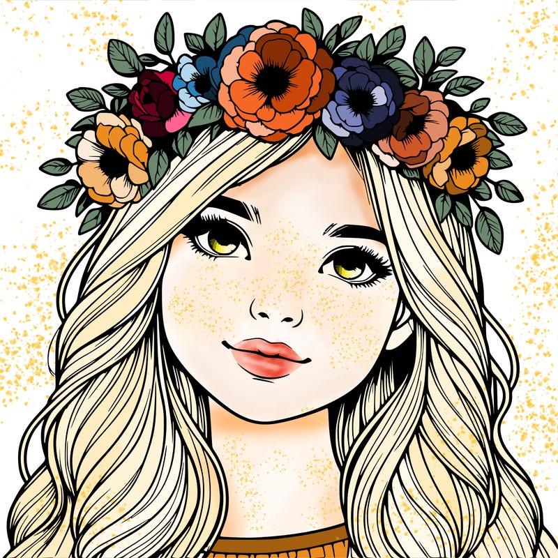 realistic girl with flower crown
