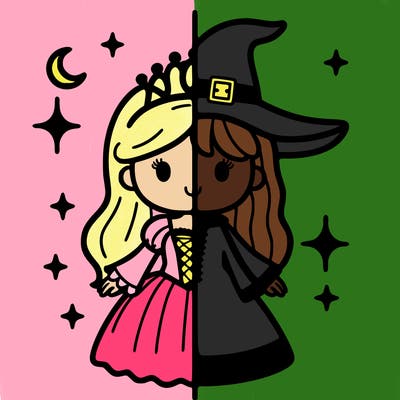split princess and witch