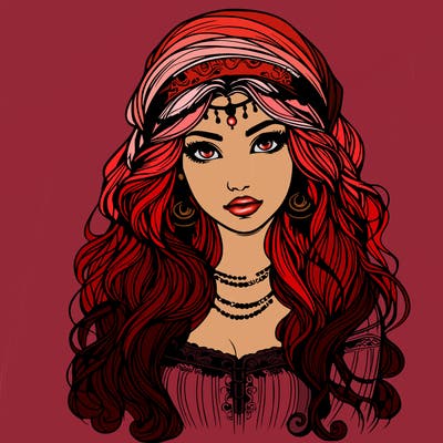 realistic beautiful mysterious gypsy girl