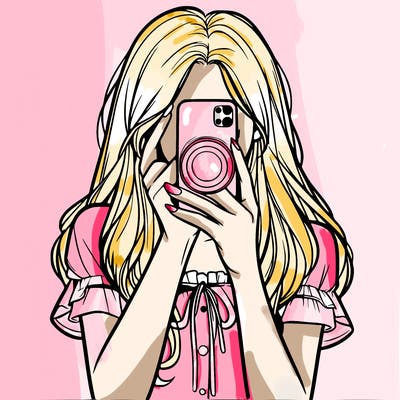 a realistic girl holding her phone taking pictures