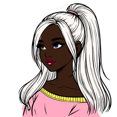 realistic girl with a high ponytail