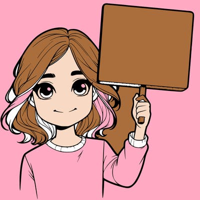 realistic girl holding up a sign