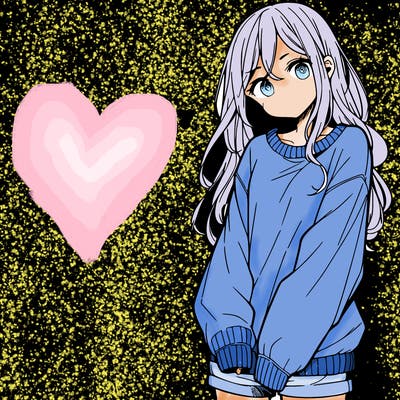 manga teen girl  in a sweater and baggy pants