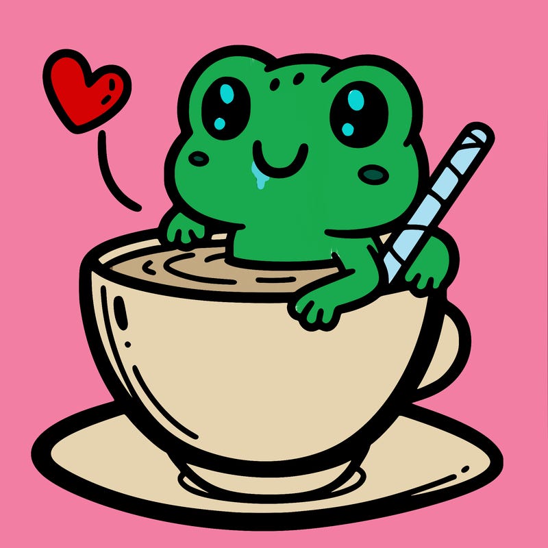 cute frog in a tea cup