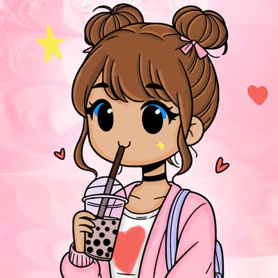 a girl drinking boba