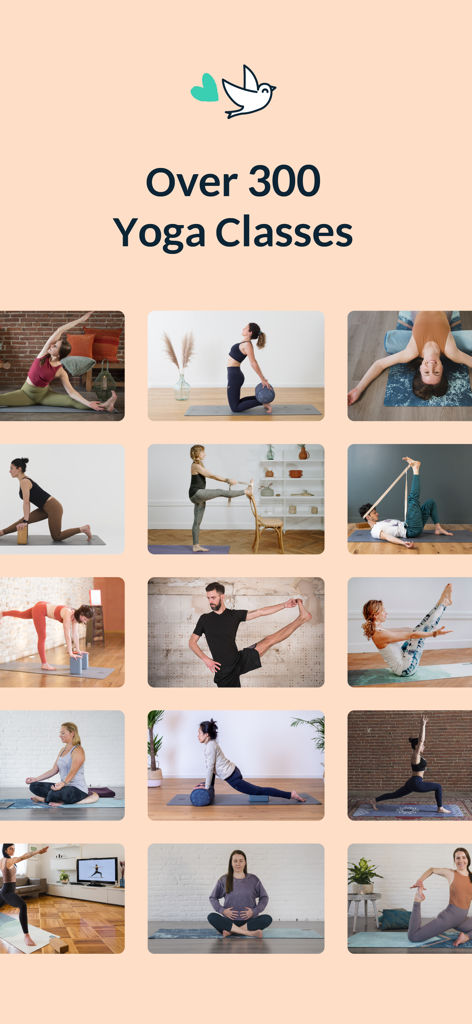 Yoga & Meditation | Gotta Yoga - A grid display of various yoga class thumbnails from the Gotta Yoga app featuring different poses and teachers