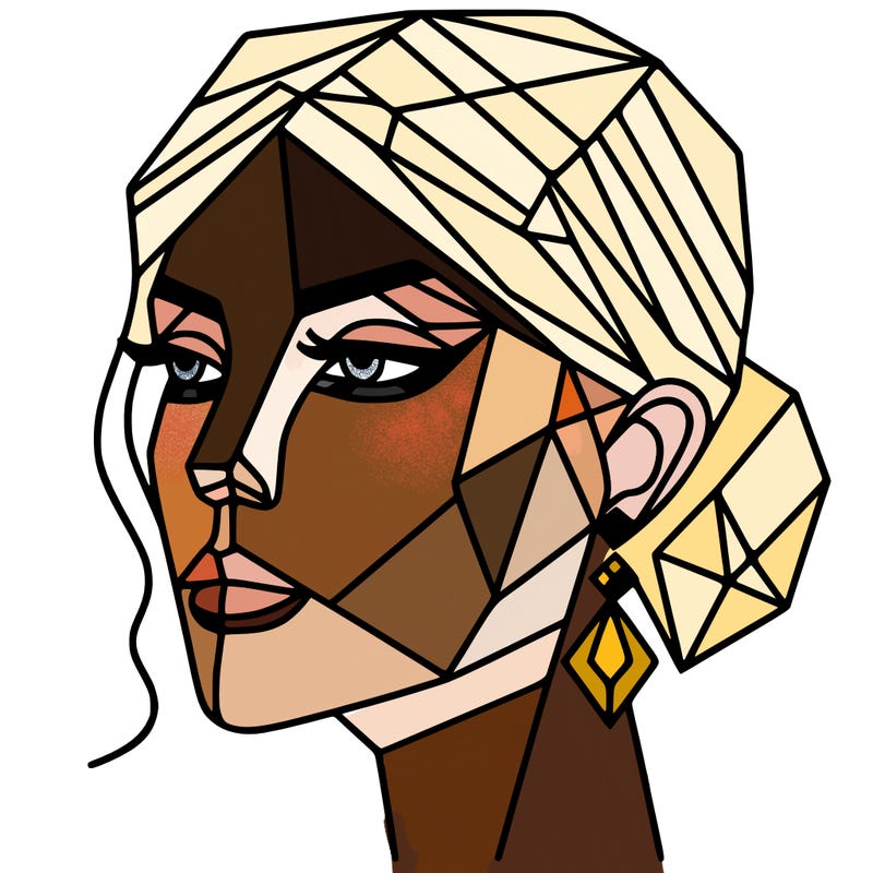 geometric art illustration of a woman's face