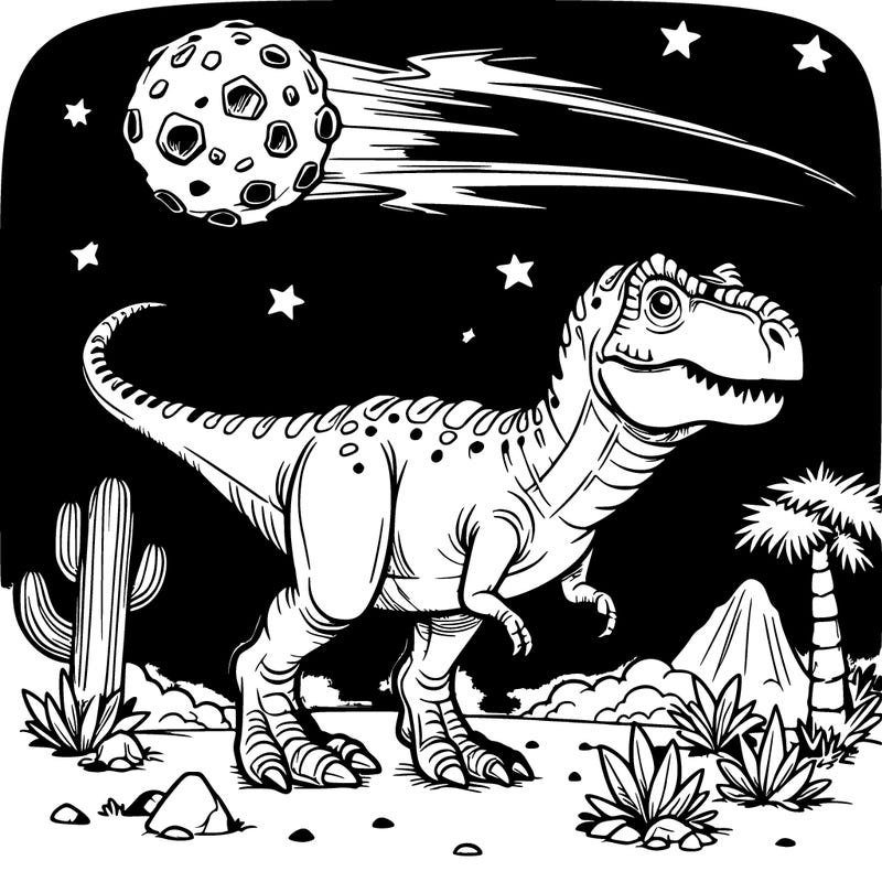 dinosaur with a meteor realistic