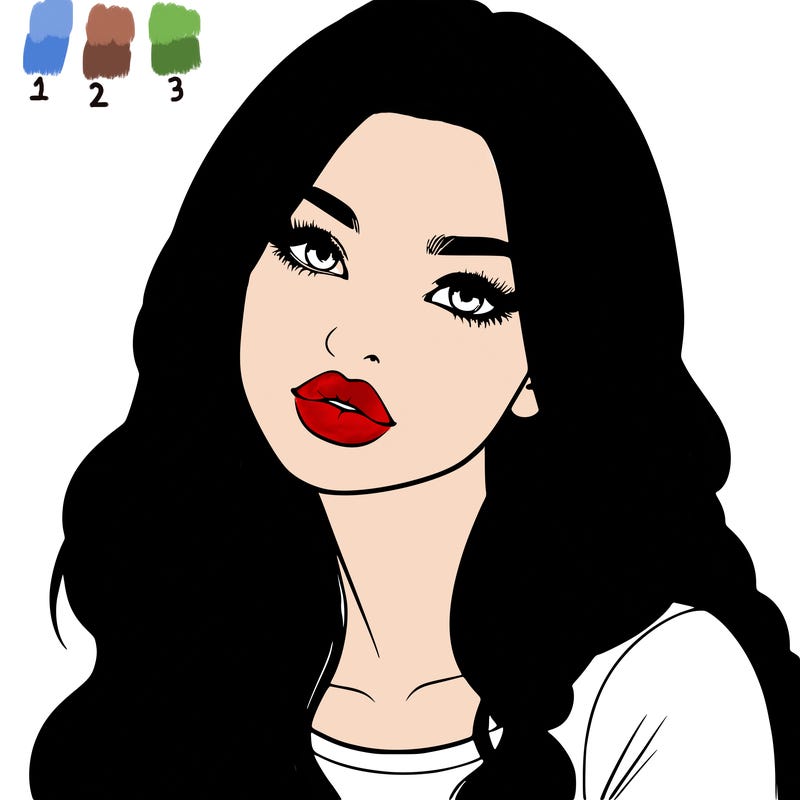 realistic girl with hair on her hair and lips