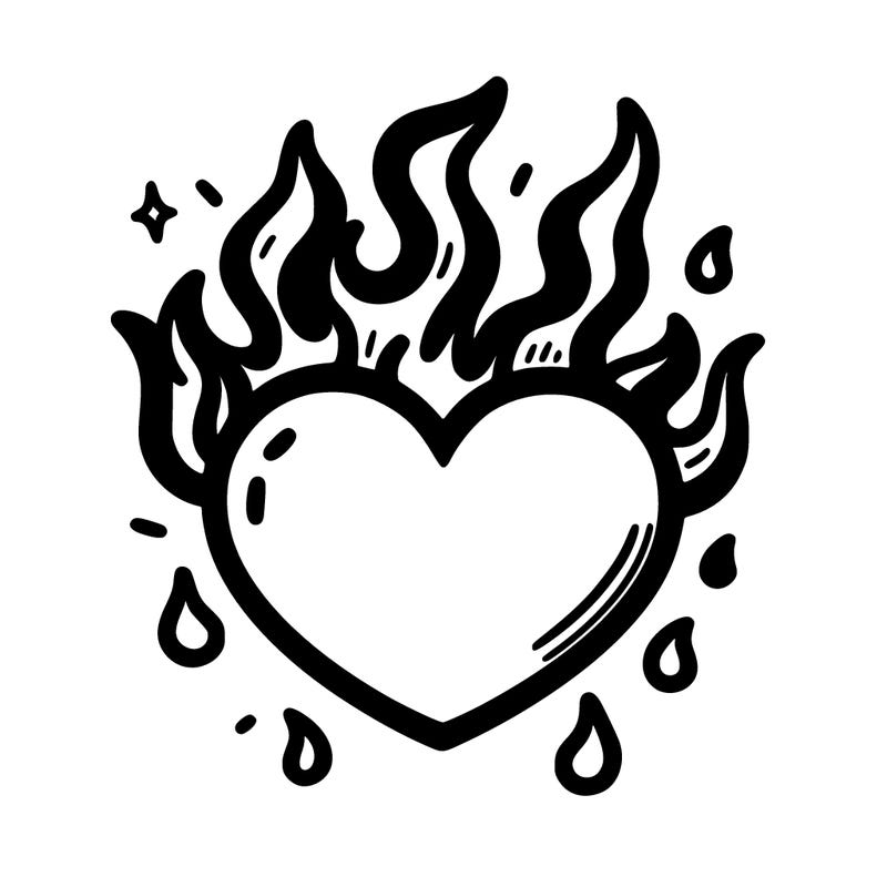heart and flames
