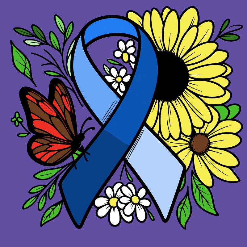 cancer awareness symbol with flowers and butterflies