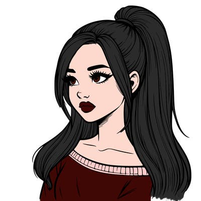 realistic girl with a high ponytail