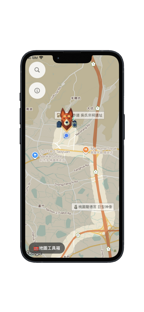 無廣告-秘境美景/廢墟遺址-旅遊地圖 - Interfaz de mapa que muestra la función de exploración de niebla de guerra con un avatar de personaje y marcadores de sitios históricos.