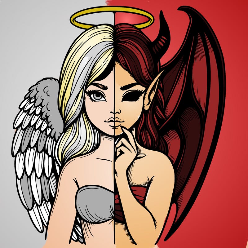 realistic angel half demon