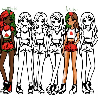 a group of girls wearing crop tops and shorts