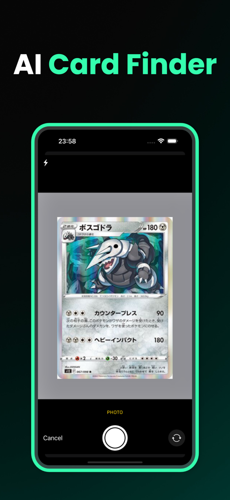 Card Scanner for Pokémon Dex - AI Card Finder feature scanning a Japanese Pokemon card