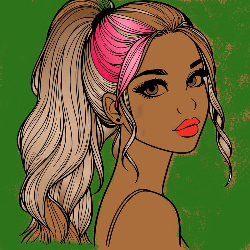 realistic pretty girl with high pony tail