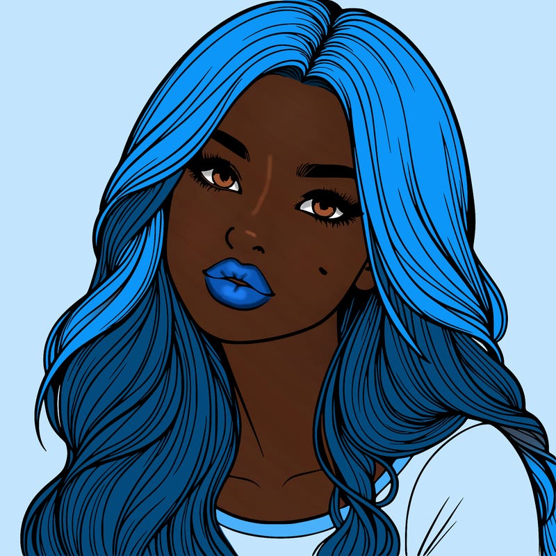 realistic girl with hair on her hair and lips