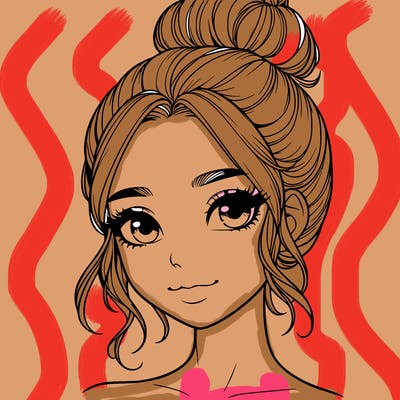 realistic pretty girl with hair in bun