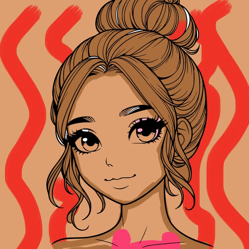 realistic pretty girl with hair in bun