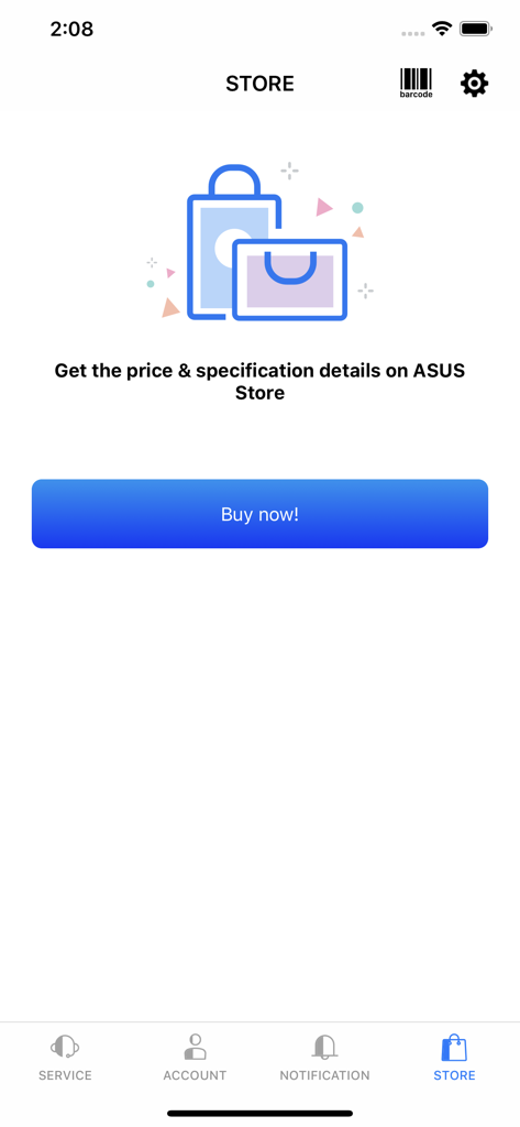 MyASUS - MyASUS app store page featuring a buy now button and product information details