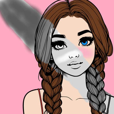 realistic girl with braids