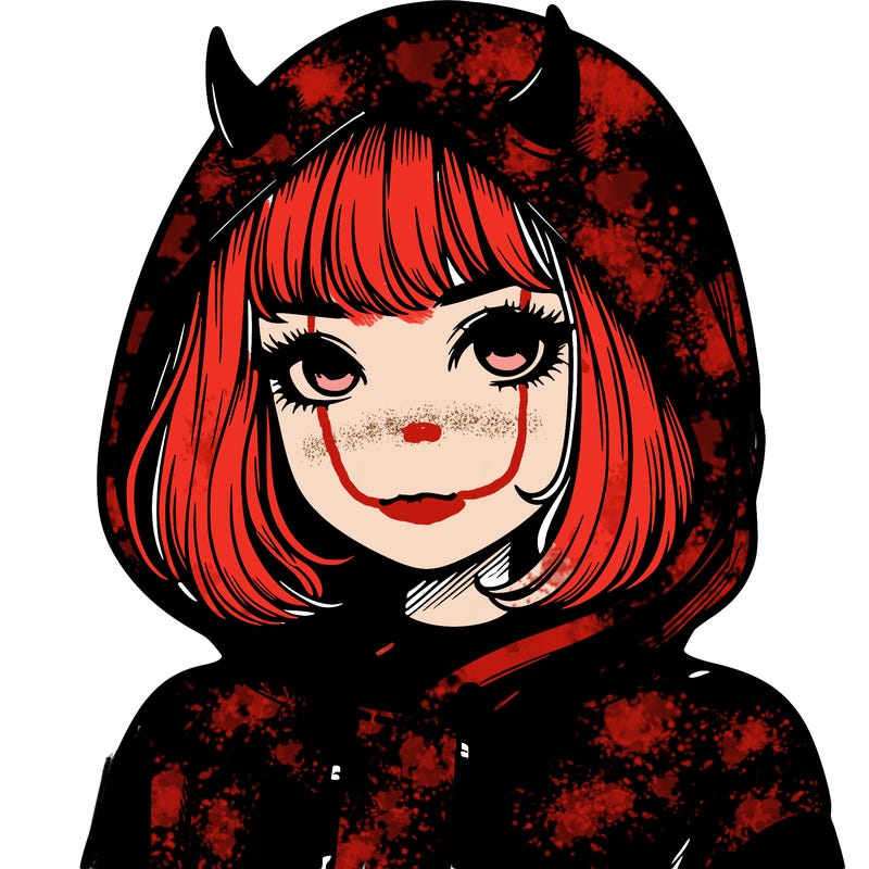realistic girl with devil hoodie