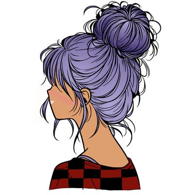 a realistic girl with a messy bun