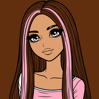 realistic girl with straight and long hair