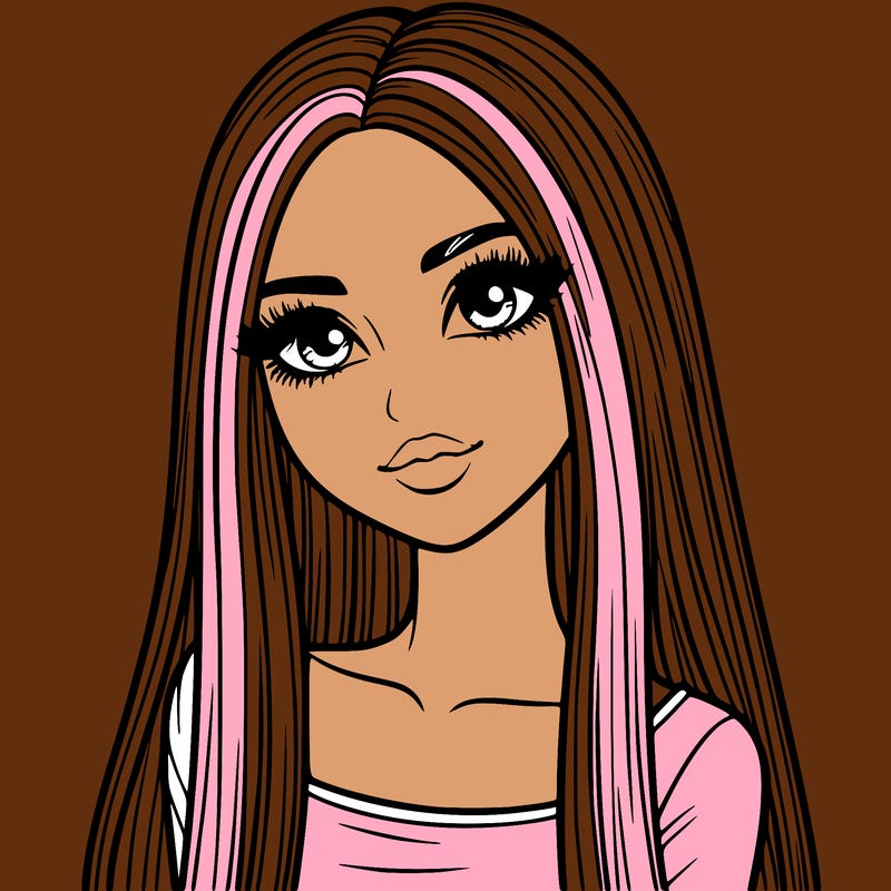 realistic girl with straight and long hair