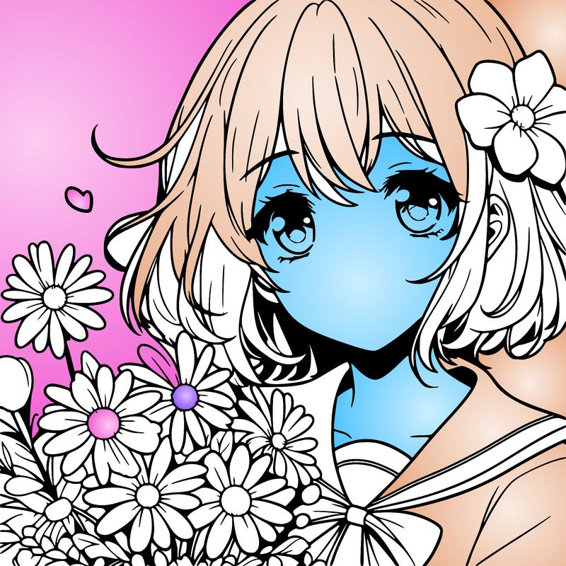 girl with flowers anime