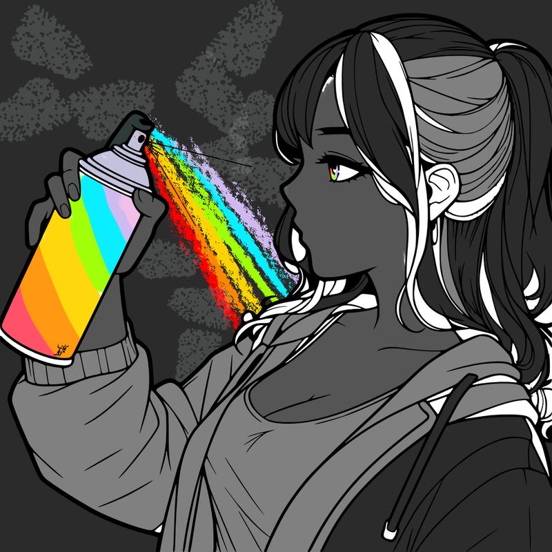 a realistic girl spray, painting