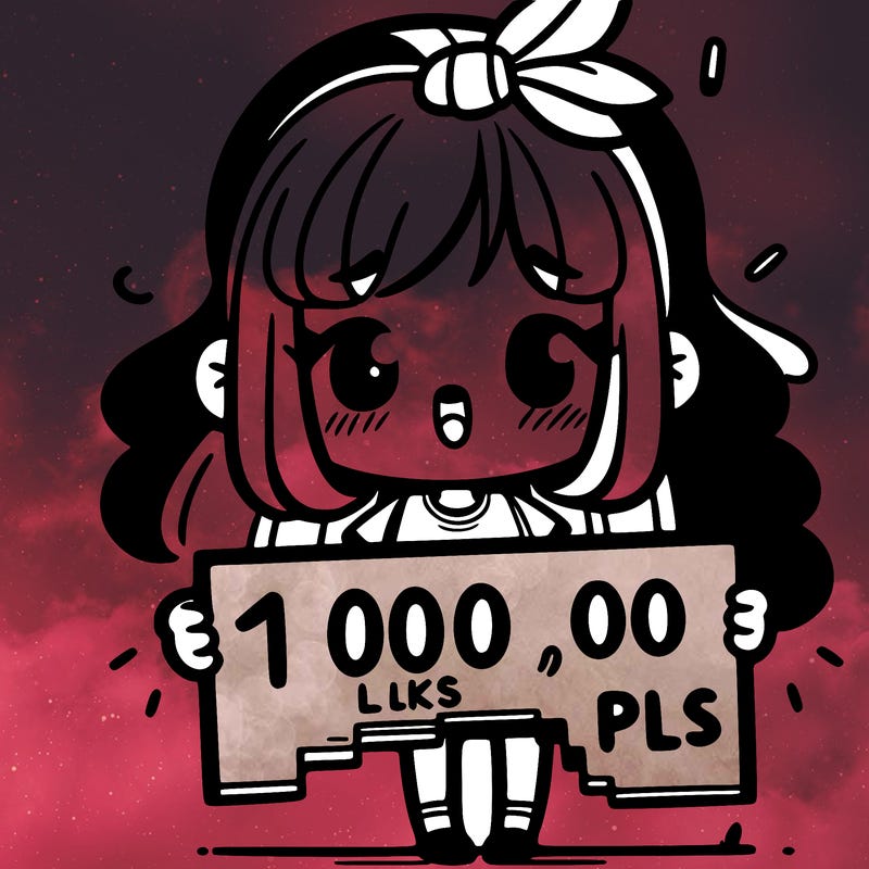 girl holding a sign saying 100000 lks pls