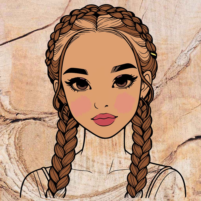 realistic girl with braids