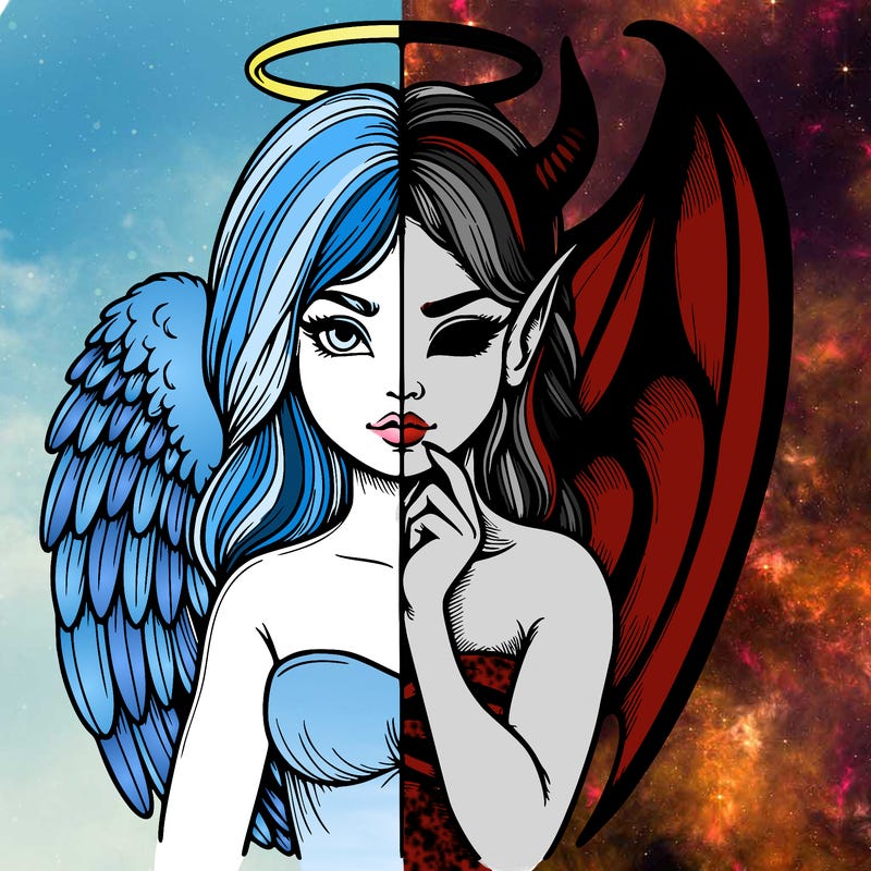 realistic angel half demon