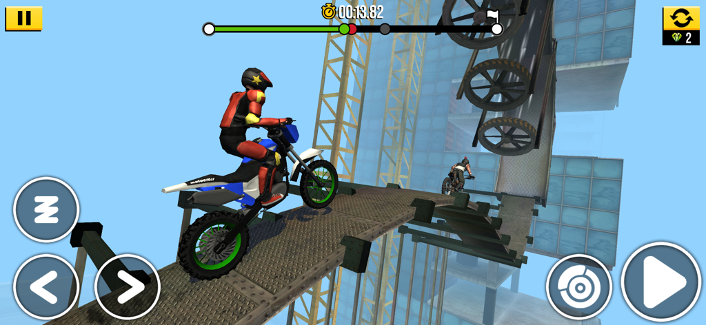 Trial Xtreme Legends - Piloto de motocicleta navegando por un circuito de obstáculos a gran altitud