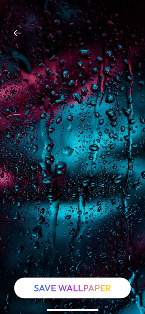 Live Wallpaper Maker - Themes - Close-up of water droplets on a glass surface with vibrant neon pink and teal lighting