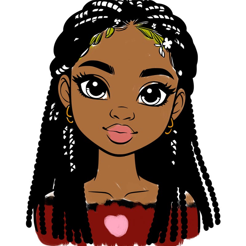 a realistic black girl with braids