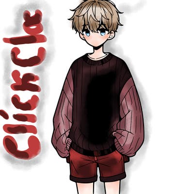 manga teenage boy wearing an oversized sweater and shorts but you cant see them