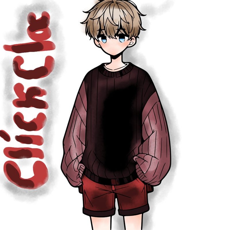 manga teenage boy wearing an oversized sweater and shorts but you cant see them