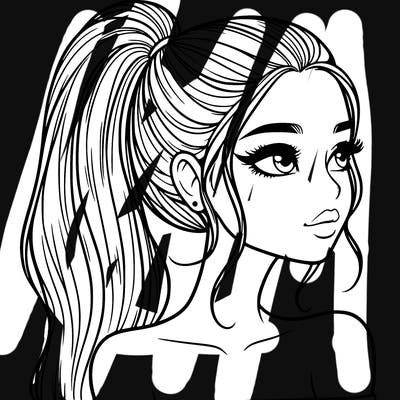 a beautiful and realistic girl with a high pony tail