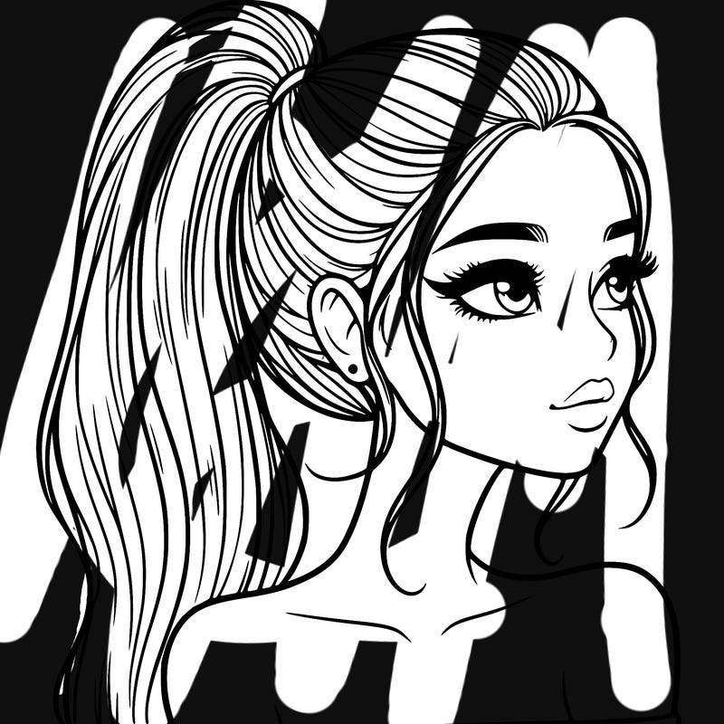 a beautiful and realistic girl with a high pony tail