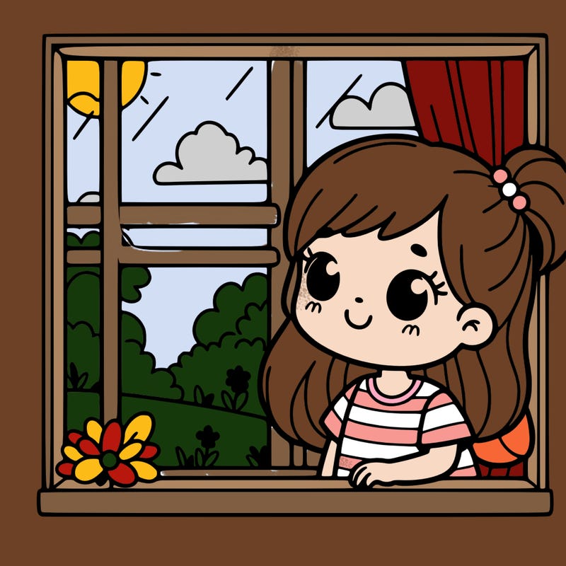 cute girl looking outside